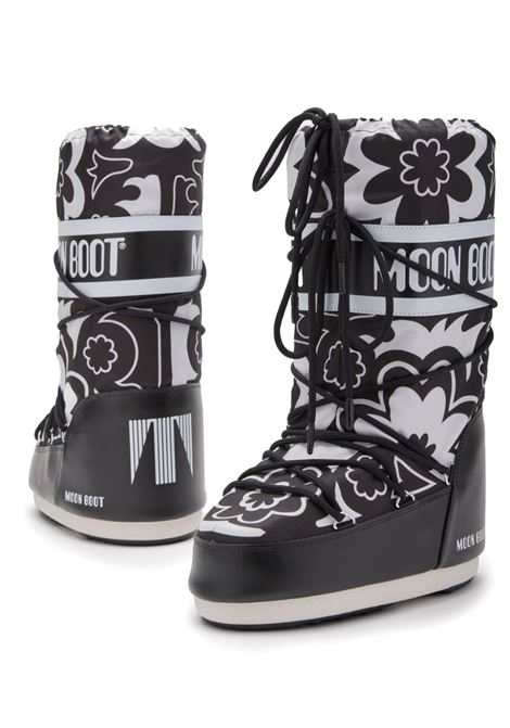 Stivali Icon Flower in bianco e nero Moon Boot - unisex MOON BOOT | 80D1402940NA02